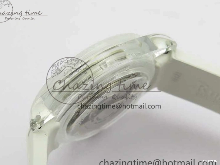 Best Phantomlab Edition 3AF White Dial Submariner VR3135 on Strap Rubber Blue Transparent Light 1109